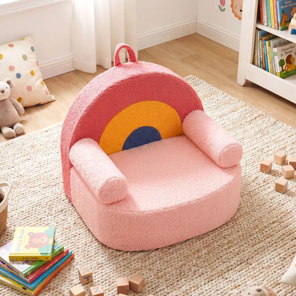 Kids Sofa Toddler Foam Couch with Soft Fleece Fabric Cover-Red - Red - Kids Chairs & Seating