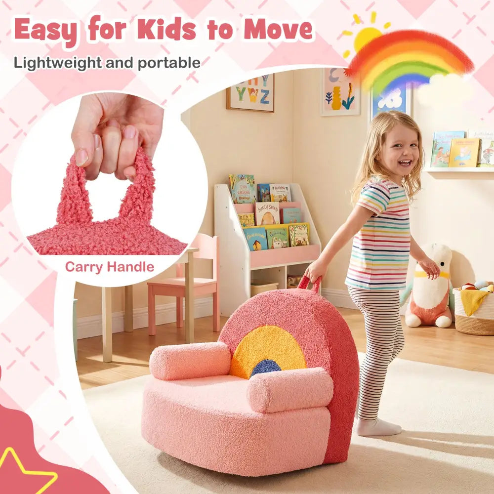 Kids Sofa Toddler Foam Couch with Soft Fleece Fabric Cover-Red - Red - Kids Chairs & Seating