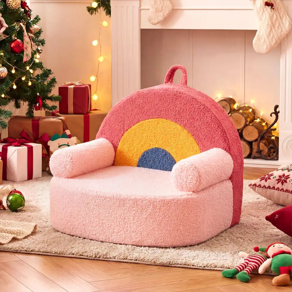 Kids Sofa Toddler Foam Couch with Soft Fleece Fabric Cover-Red - Red - Kids Chairs & Seating