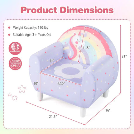 Kids Sofa with Breathable Spandex Fabric and High-density Sponge Filling for Boys and Girls-Purple - Purple - Kids