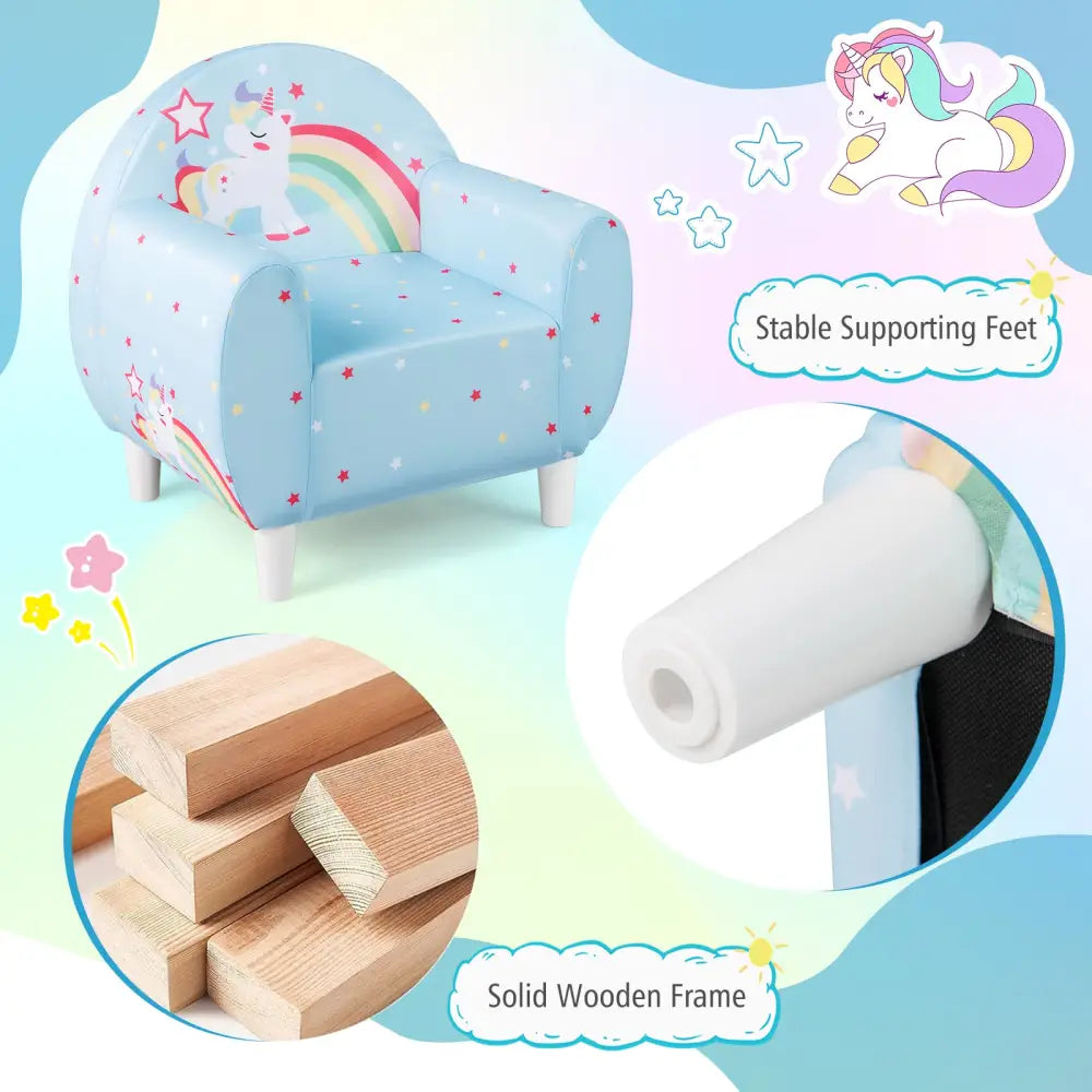 Kids Sofa with Breathable Spandex Fabric and High-density Sponge Filling for Boys and Girls-Blue - Blue - Kids Chairs &