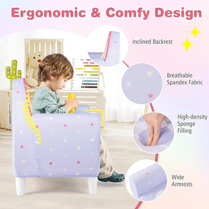 Kids Sofa with Breathable Spandex Fabric and High-density Sponge Filling for Boys and Girls-Purple - Purple - Kids
