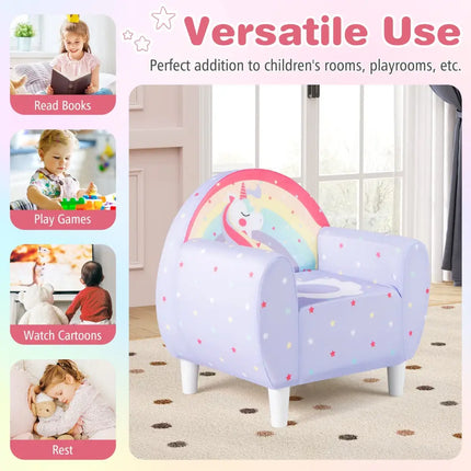 Kids Sofa with Breathable Spandex Fabric and High-density Sponge Filling for Boys and Girls-Purple - Purple - Kids