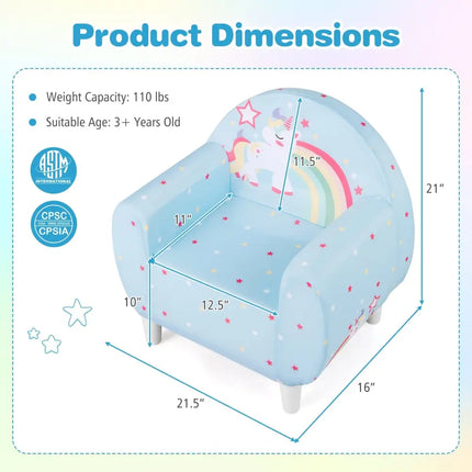 Kids Sofa with Breathable Spandex Fabric and High-density Sponge Filling for Boys and Girls-Blue - Blue - Kids Chairs &