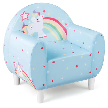 Kids Sofa with Breathable Spandex Fabric and High-density Sponge Filling for Boys and Girls-Blue - Blue - Kids Chairs &