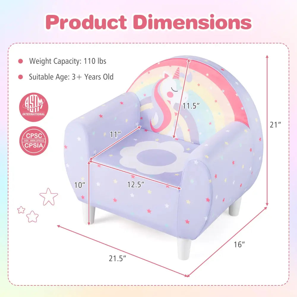Kids Sofa with Breathable Spandex Fabric and High-density Sponge Filling for Boys and Girls-Purple - Purple - Kids