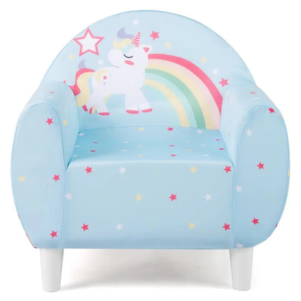 Kids Sofa with Breathable Spandex Fabric and High-density Sponge Filling for Boys and Girls-Blue - Blue - Kids Chairs &