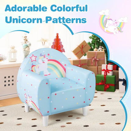 Kids Sofa with Breathable Spandex Fabric and High-density Sponge Filling for Boys and Girls-Blue - Blue - Kids Chairs &