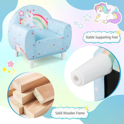 Kids Sofa with Breathable Spandex Fabric and High-density Sponge Filling for Boys and Girls-Blue - Blue - Kids Chairs &