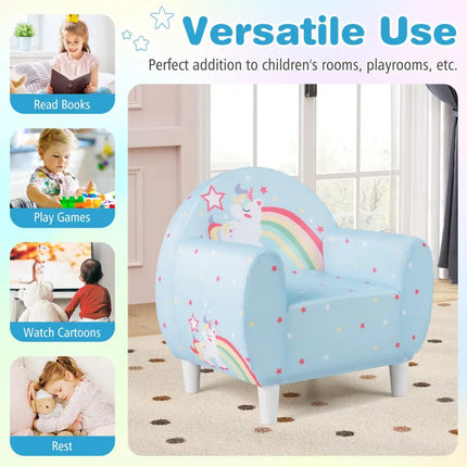 Kids Sofa with Breathable Spandex Fabric and High-density Sponge Filling for Boys and Girls-Blue - Blue - Kids Chairs &