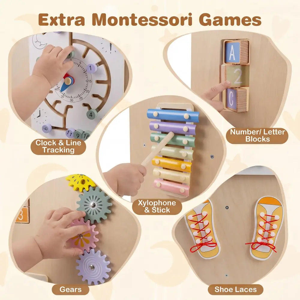Kids Standing Tower with Detachable Chalkboard and Montessori Games for 3+ Years Old - Toddler & Kids Furniture