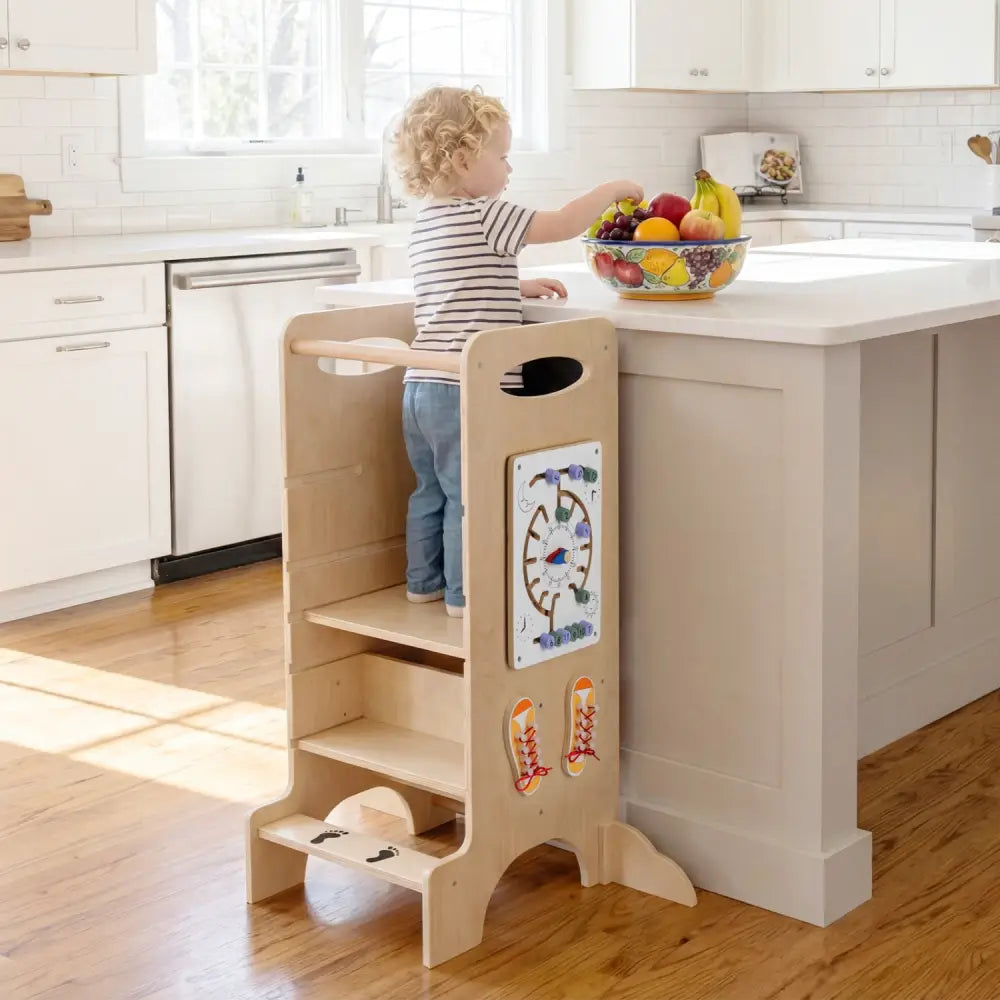 Kids Standing Tower with Detachable Chalkboard and Montessori Games for 3+ Years Old - Toddler & Kids Furniture
