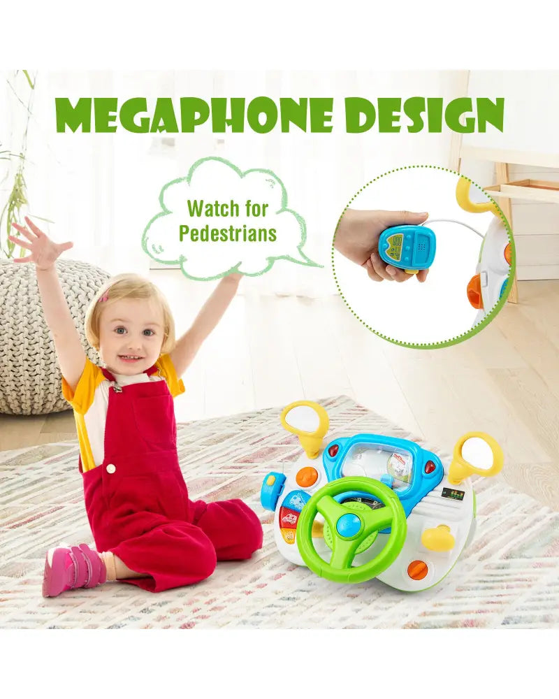 Kids Steering Wheel Pretend Play Toy Set with Lights and Sounds - Multicolor - Learning Toys