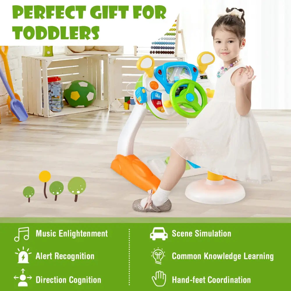 Kids Steering Wheel Pretend Play Toy Set with Lights and Sounds - Multicolor - Learning Toys
