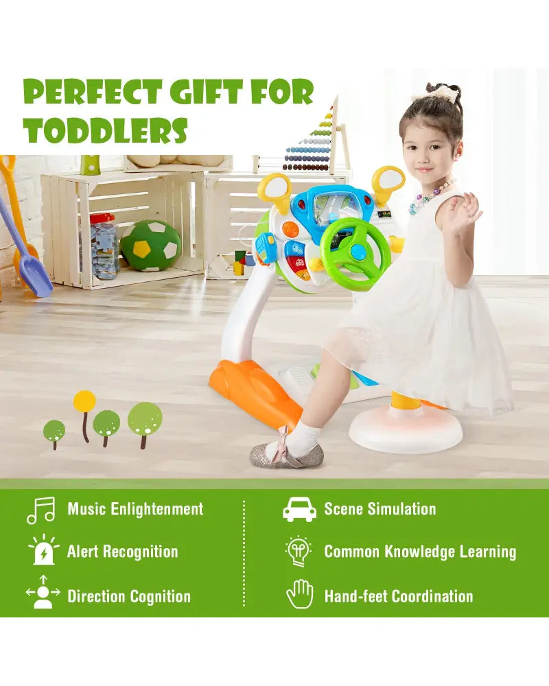 Kids Steering Wheel Pretend Play Toy Set with Lights and Sounds - Multicolor - Learning Toys