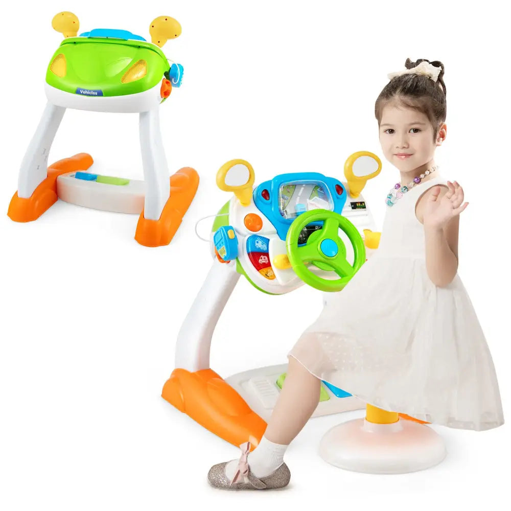 Kids Steering Wheel Pretend Play Toy Set with Lights and Sounds - Multicolor - Learning Toys