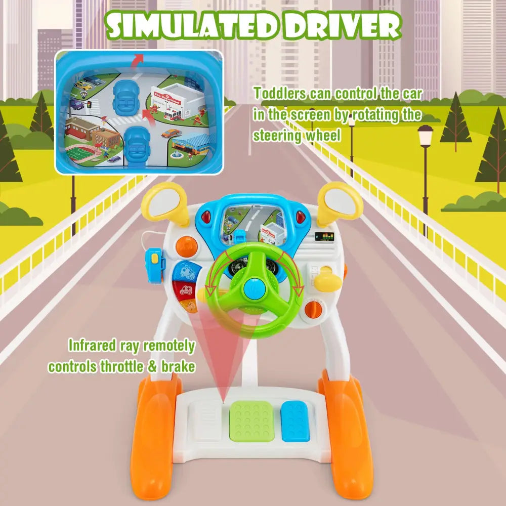 Kids Steering Wheel Pretend Play Toy Set with Lights and Sounds - Multicolor - Learning Toys