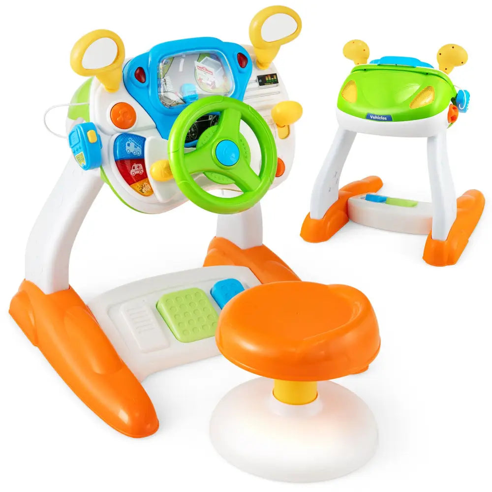 Kids Steering Wheel Pretend Play Toy Set with Lights and Sounds - Multicolor - Learning Toys