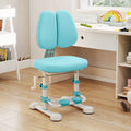 Kids Study Chair with Adjustable Double Backrest and Footrest-Blue - Blue - Kids Chairs & Seating
