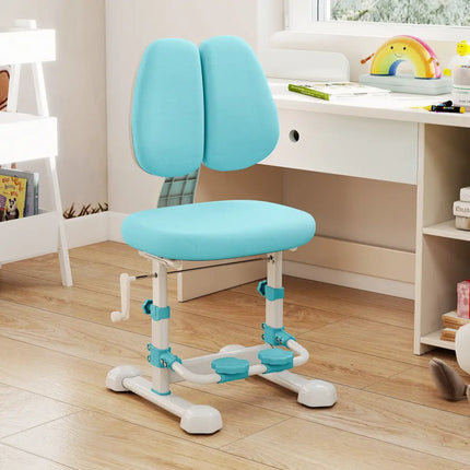 Kids Study Chair with Adjustable Double Backrest and Footrest-Blue - Blue - Kids Chairs & Seating