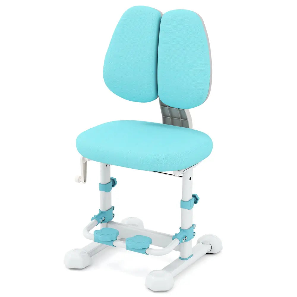 Kids Study Chair with Adjustable Double Backrest and Footrest-Blue - Blue - Kids Chairs & Seating