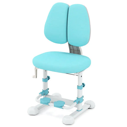 Kids Study Chair with Adjustable Double Backrest and Footrest-Blue - Blue - Kids Chairs & Seating