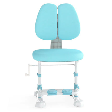 Kids Study Chair with Adjustable Double Backrest and Footrest-Blue - Blue - Kids Chairs & Seating