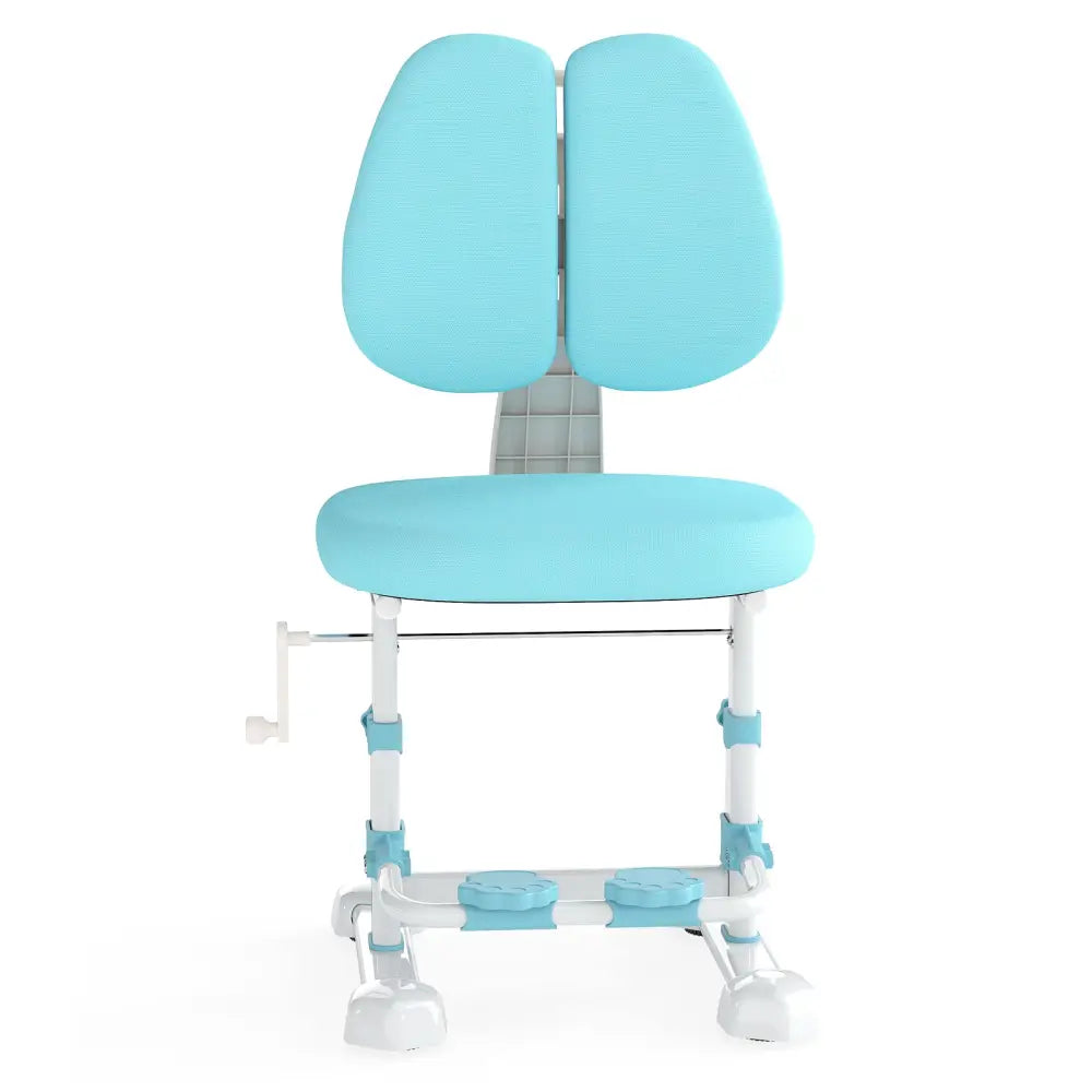 Kids Study Chair with Adjustable Double Backrest and Footrest-Blue - Blue - Kids Chairs & Seating