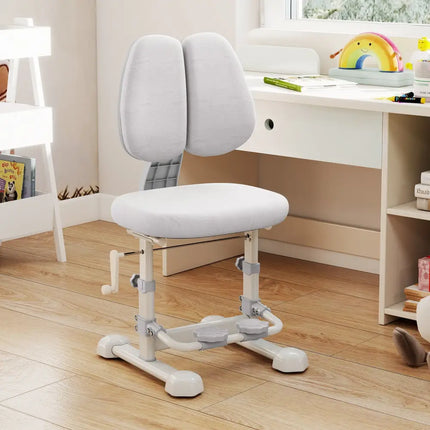 Kids Study Chair with Adjustable Double Backrest and Footrest-Gray - Gray - Kids Chairs & Seating