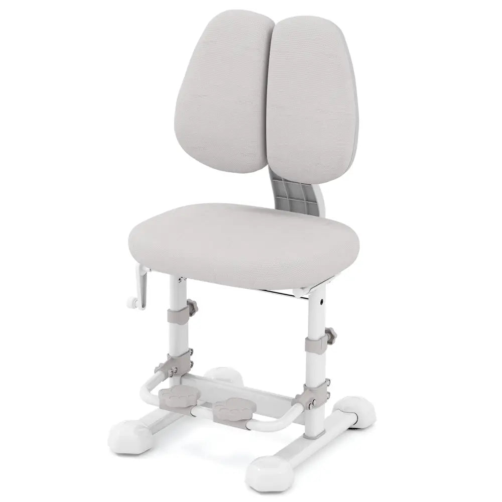 Kids Study Chair with Adjustable Double Backrest and Footrest-Gray - Gray - Kids Chairs & Seating