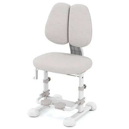 Kids Study Chair with Adjustable Double Backrest and Footrest-Gray - Gray - Kids Chairs & Seating
