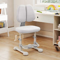 Kids Study Chair with Adjustable Double Backrest and Footrest-Gray - Gray - Kids Chairs & Seating