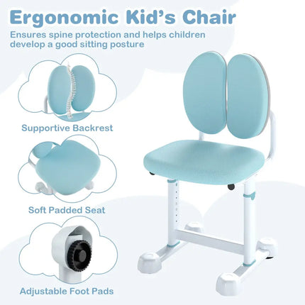Kid’s Study Desk and with Tilt Desktop and Pen Holder-Blue - Blue - Kids Table & Chair Sets