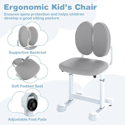 Kid’s Study Desk and with Tilt Desktop and Pen Holder-Gray - Gray - Kids Table & Chair Sets