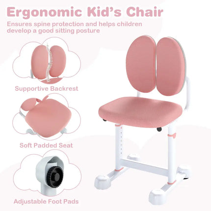 Kid’s Study Desk and with Tilt Desktop and Pen Holder-Pink - Pink - Kids Table & Chair Sets