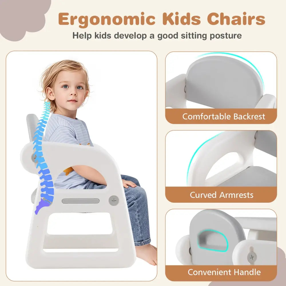 Kids Table and Chair Set with Building Blocks-Gray - Gray - Kids Table & Chair Sets