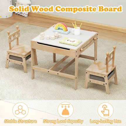 Kids Table and Chairs Set with Reversible Whiteboard-Robot-shaped - Kids Table & Chair Sets