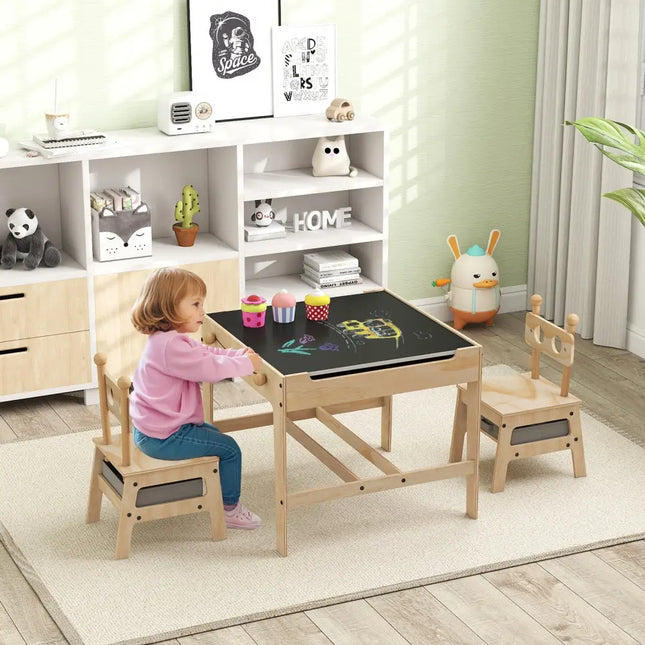 Kids Table and Chairs Set with Reversible Whiteboard-Robot-shaped - Kids Table & Chair Sets