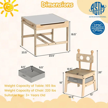 Kids Table and Chairs Set with Reversible Whiteboard-Robot-shaped - Kids Table & Chair Sets