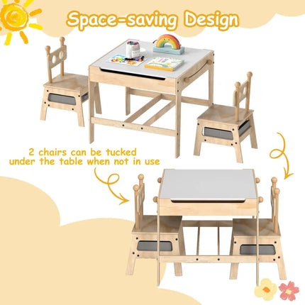 Kids Table and Chairs Set with Reversible Whiteboard-Robot-shaped - Kids Table & Chair Sets
