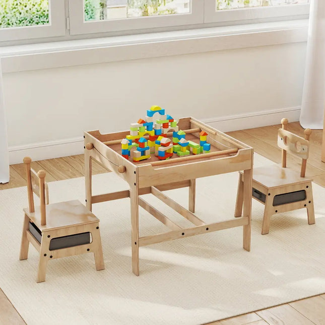 Kids Table and Chairs Set with Reversible Whiteboard-Robot-shaped - Kids Table & Chair Sets