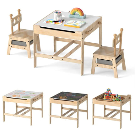 Kids Table and Chairs Set with Reversible Whiteboard-Robot-shaped - Kids Table & Chair Sets