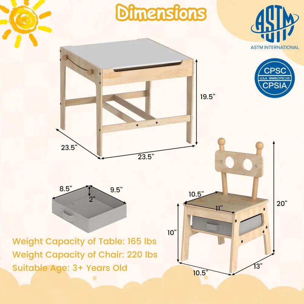 Kids Table and Chairs Set with Reversible Whiteboard-Robot-shaped - Kids Table & Chair Sets