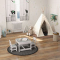 Kids Table Chairs Set With Storage Boxes Blackboard Whiteboard Drawing-White - White - Kids Table & Chair Sets