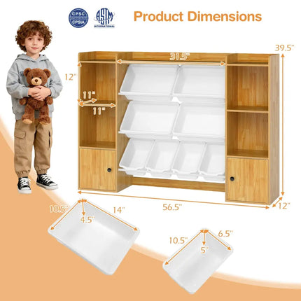 Kids Toy Storage and Bookshelf with Boxes and Open Shelves-Beige - Beige - Kids Storage