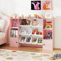 Kids Toy Storage and Bookshelf with Boxes and Open Shelves-Pink - Pink - Kids Storage