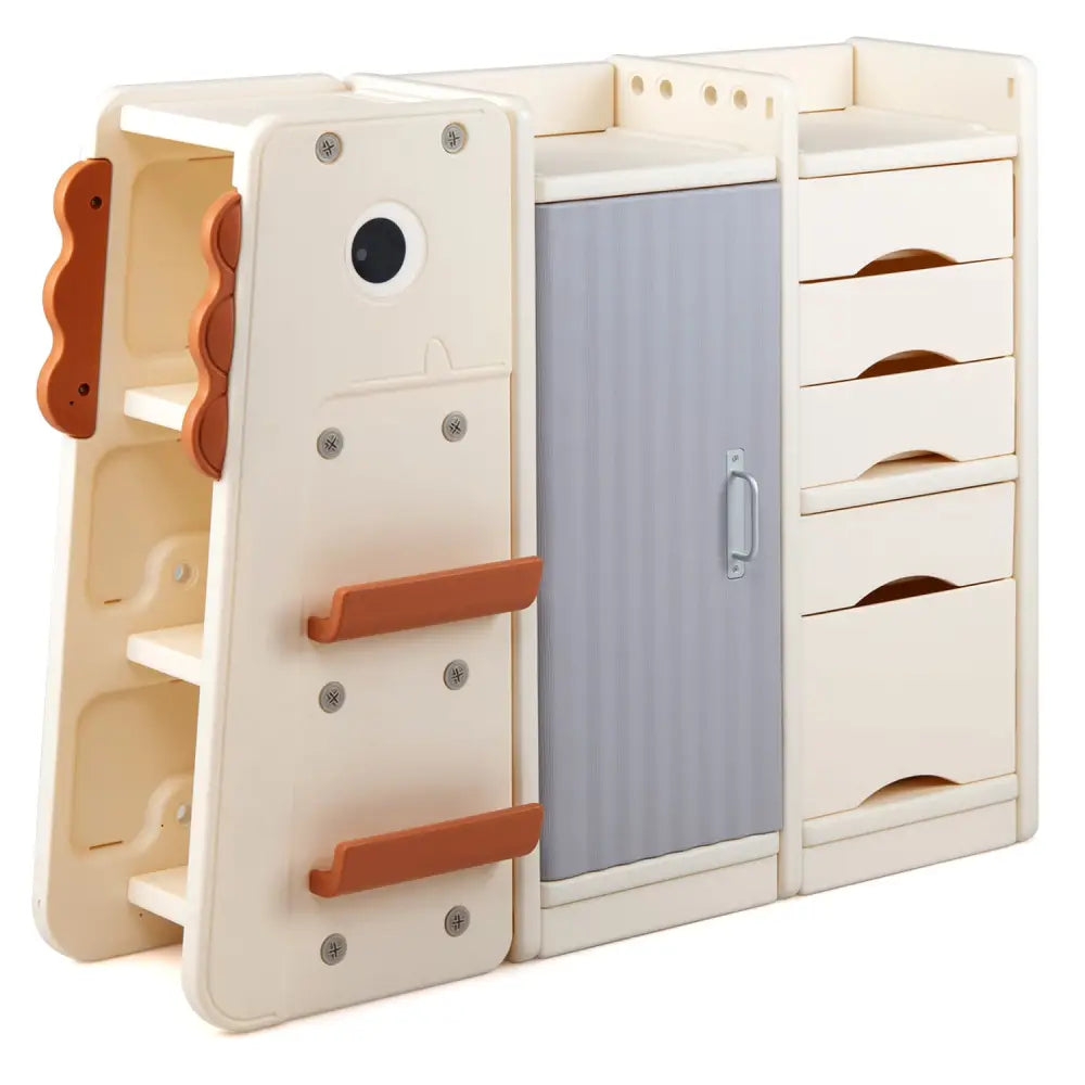 Kids Toy Storage Organizer with 5 Removable Bins for Playroom-Beige - Beige - Kids Storage