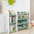 Kids Toy Storage Organizer with Bins and Multi-Layer Shelf for Bedroom Playroom-Green - Green - Kids Storage