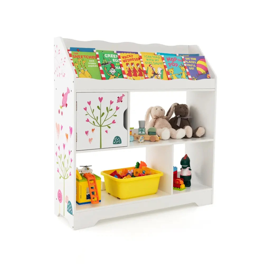 Kids Toy Storage Organizer with Book Shelf and Storage Cabinet-White - White - Kids Storage