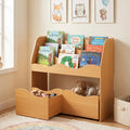Kids Toy Wooden Storage Organizer with 2 Rolling Drawers for Kids Room-Natrual - Natural - Kids Storage